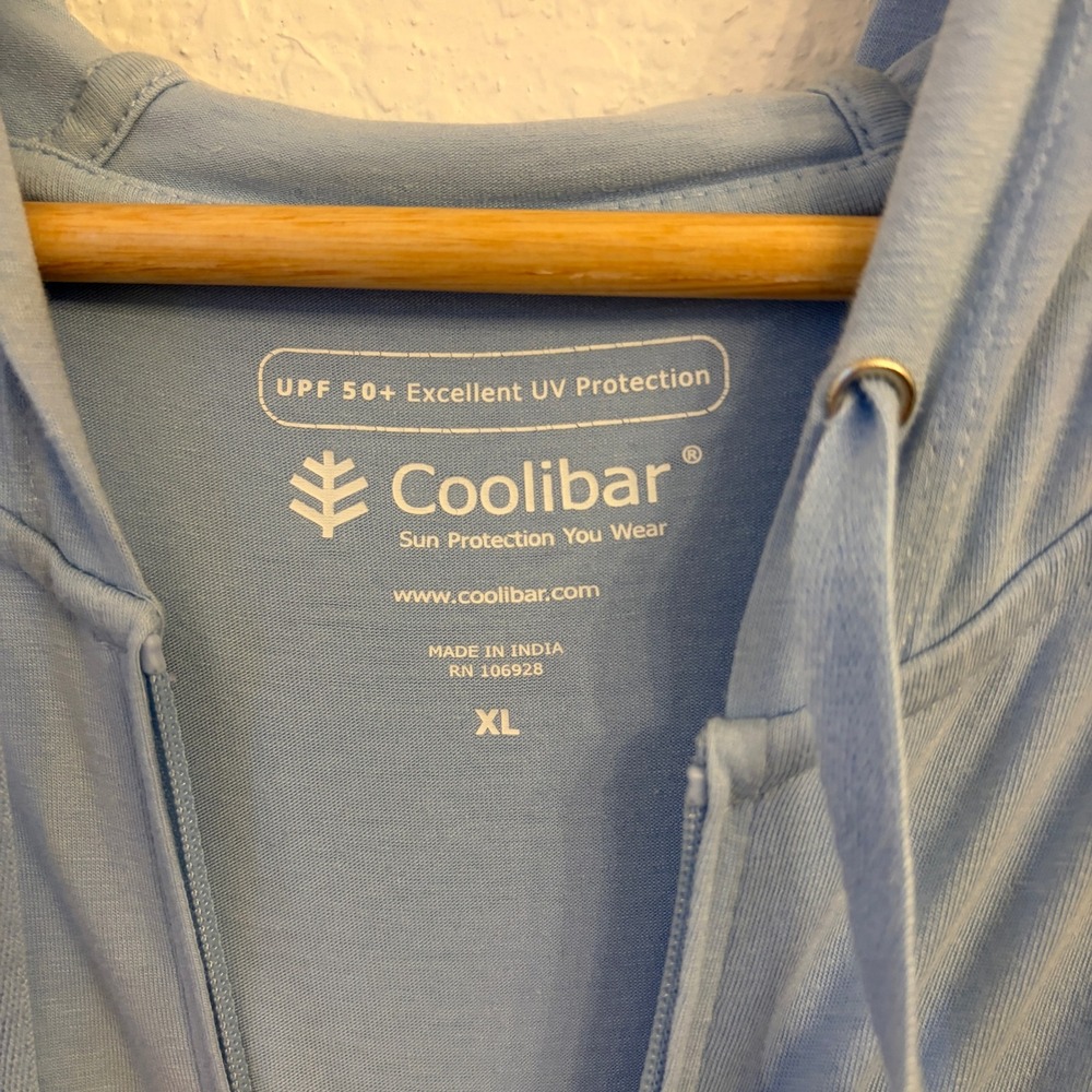 Coolibar Cabana Long Zip-Up Hoodie Women XL Coastal UPF 50 Bamboo Coverup Jacket - Picture 6 of 12